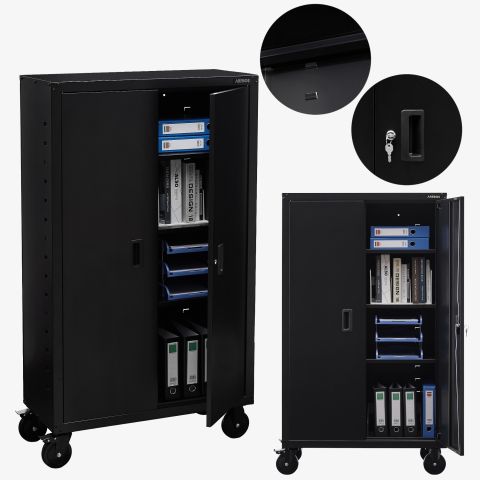 Aktenschrank_Garagenschrank 155 x 90 x 40 cm mit Rollen
