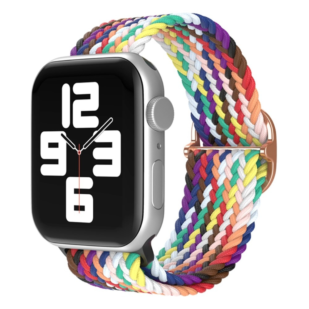 Apple Watch (49/46/45/44 mm) Elastisches Nylon Gummi Armband mit Schnalle (Gelenkumfang: 155-240mm) - Regenbogen