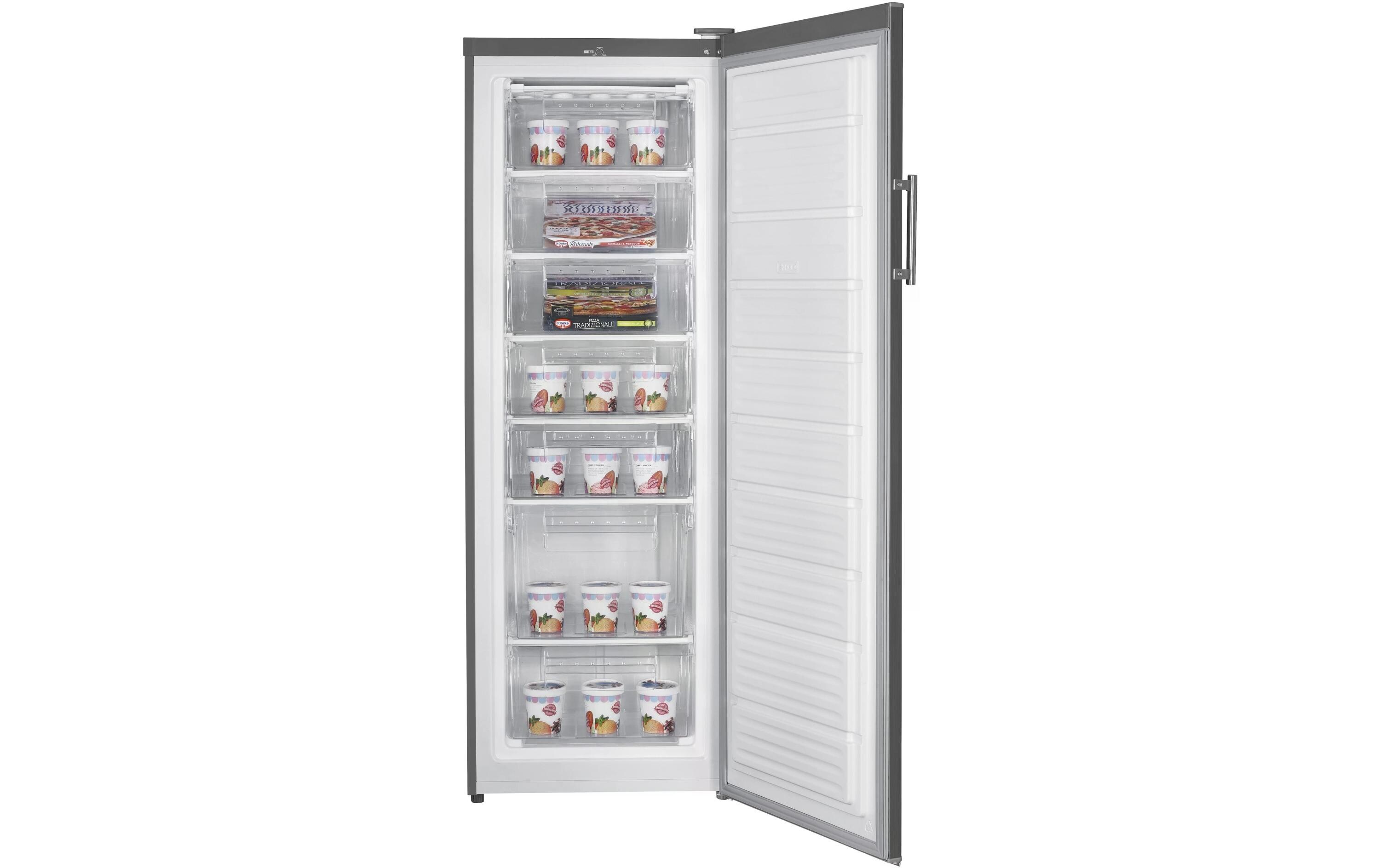 Gefrierschrank H-GS3857 INOX Grau Rechts, Wechselbar<br>Freistehender Gefrierschrank