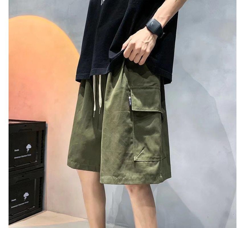 Acrius - Effen cargoshorts met trekkoordtaille