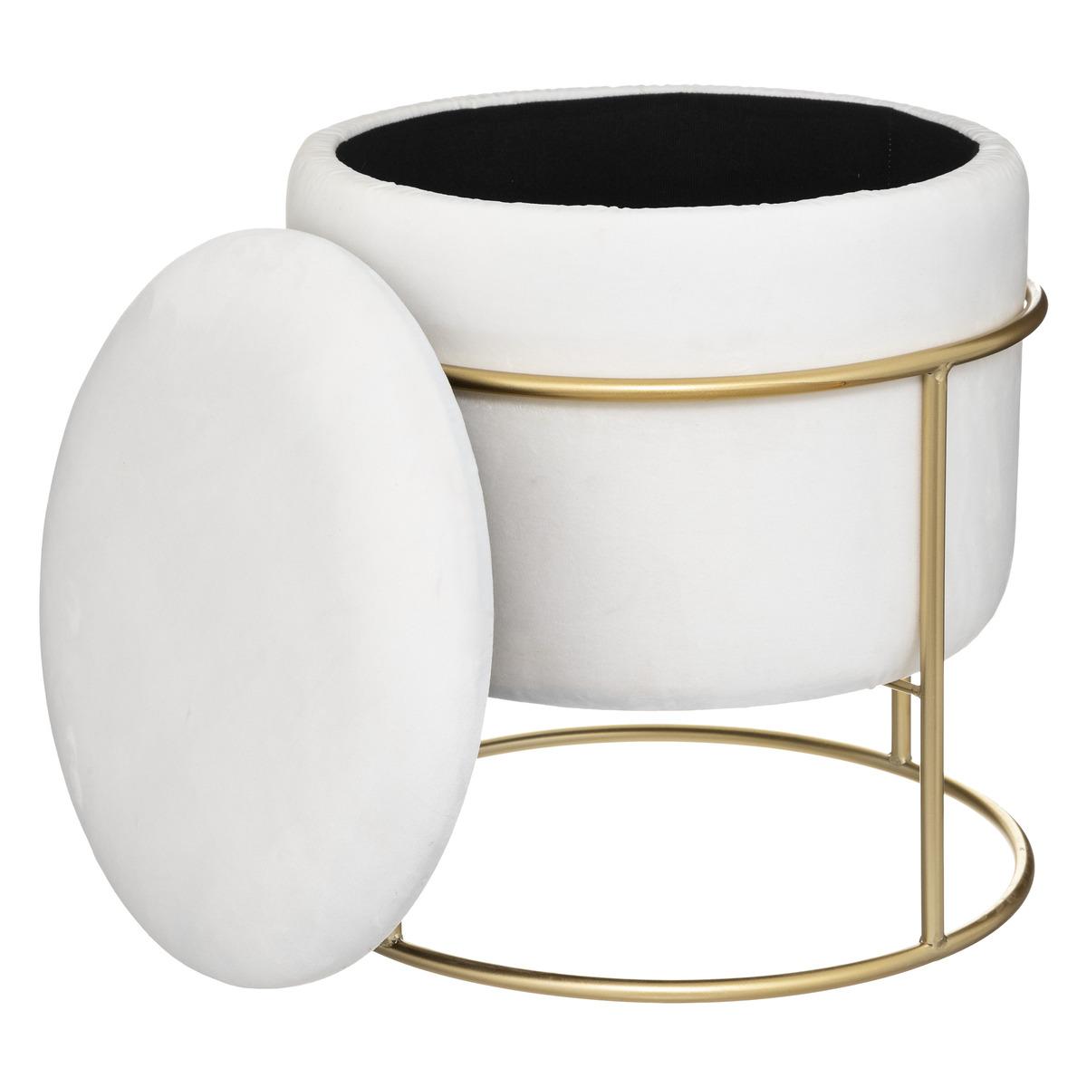 POUF COFFRE VELOURS ELIANE IVOIRE