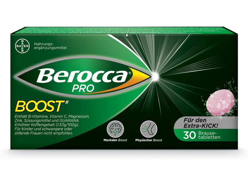 Berocca Pro Boost 30 Brausetabletten Vegane Nahrungsergänzung mit Koffein und Vitaminen