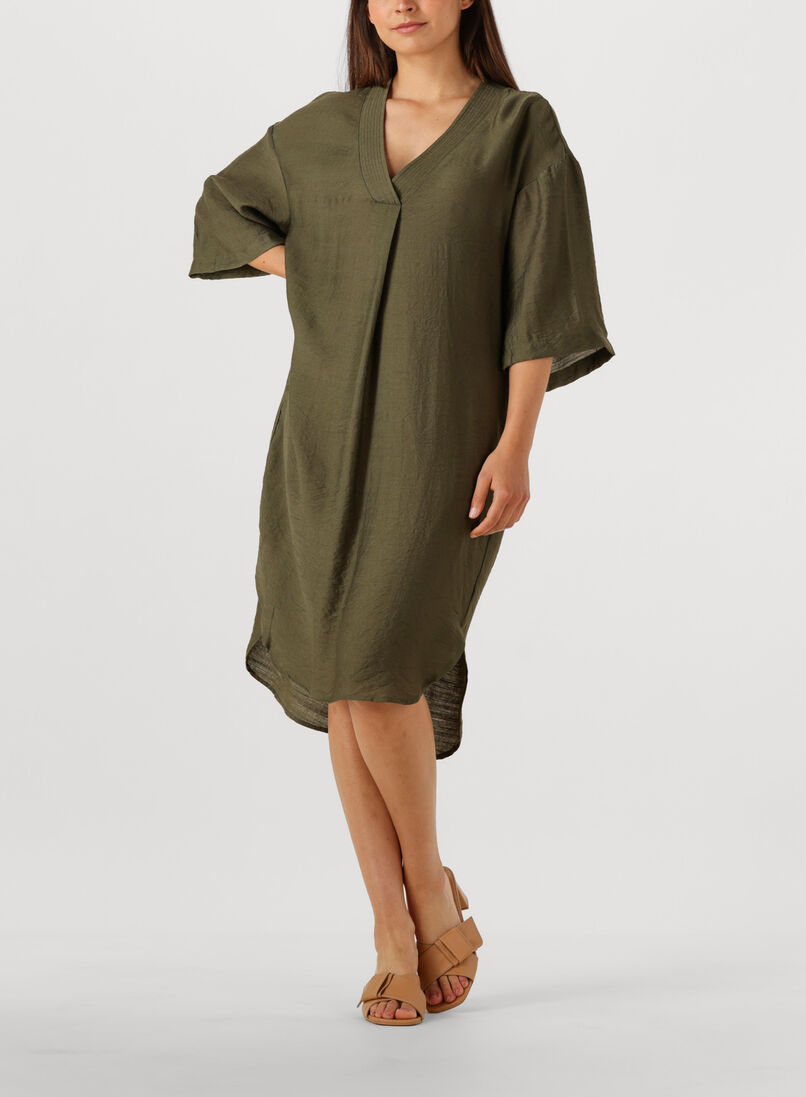 olijf co'couture midi jurk caryncc pleat tunic dress