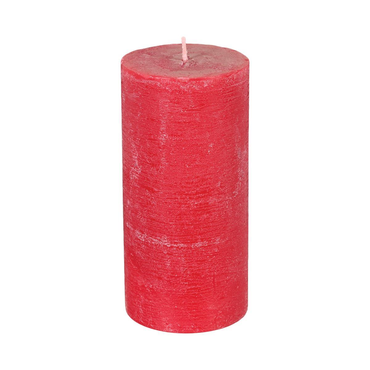 BOUGIE RONDE RUSTIC ROUGE 7X14CM