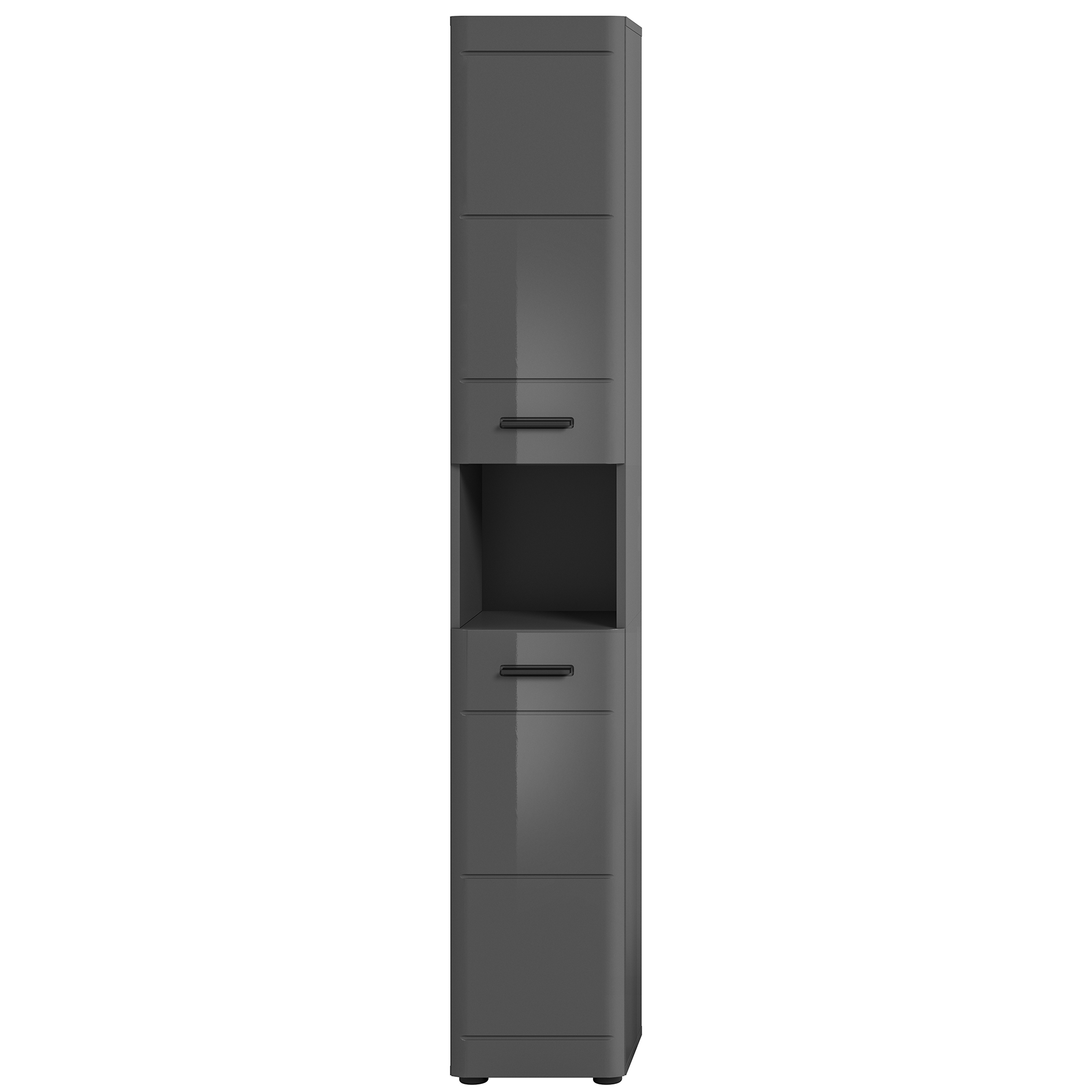 Hochschrank SOFT - grau Hochglanz - 180 cm hoch