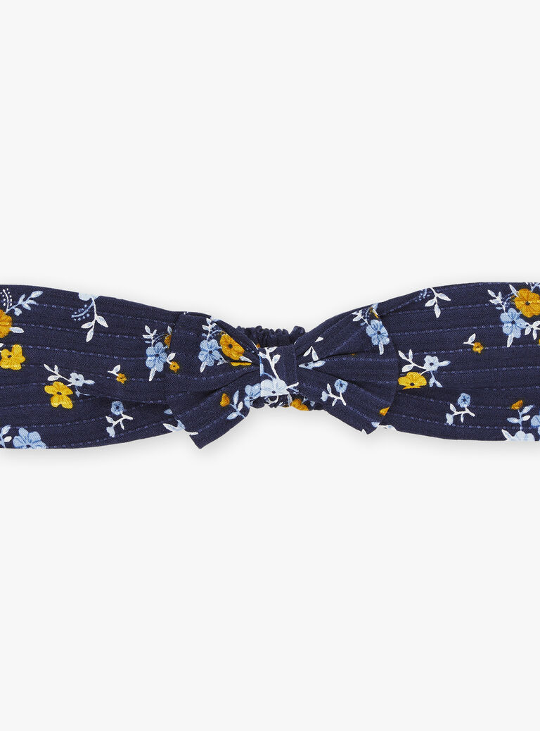 Bandeau à noeud bleu marine à imprimé fleuri