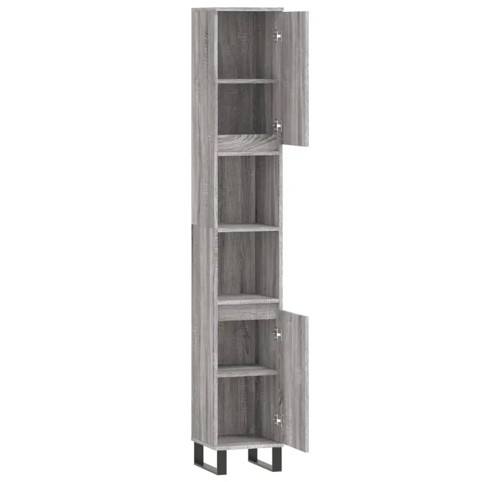vidaXL - Kolomkast met 2 deuren - Grijs sonoma eiken - Hout - 30x30x190 cm