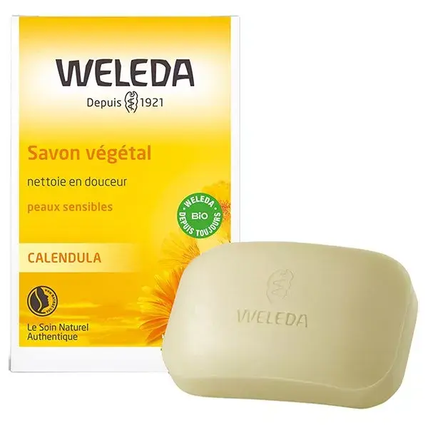 Sabonete vegetal orgânico de calêndula Weleda, pacote com 2 unidades de 100g