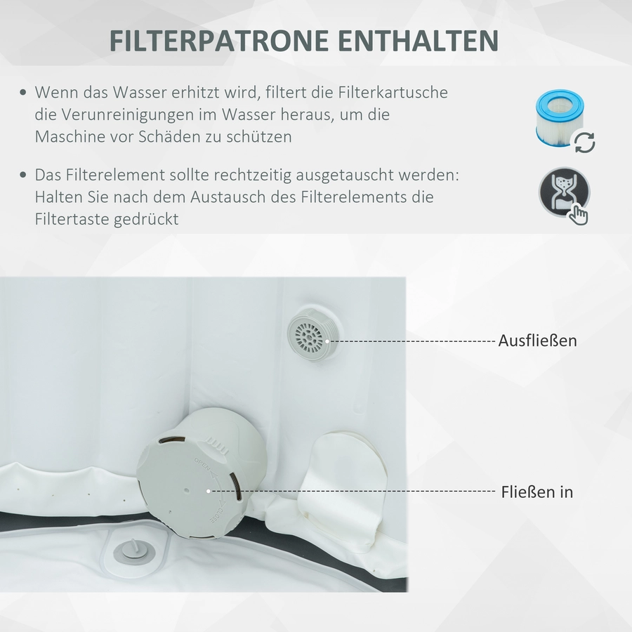 Outsunny Whirlpool mit LCD-Anzeige blau