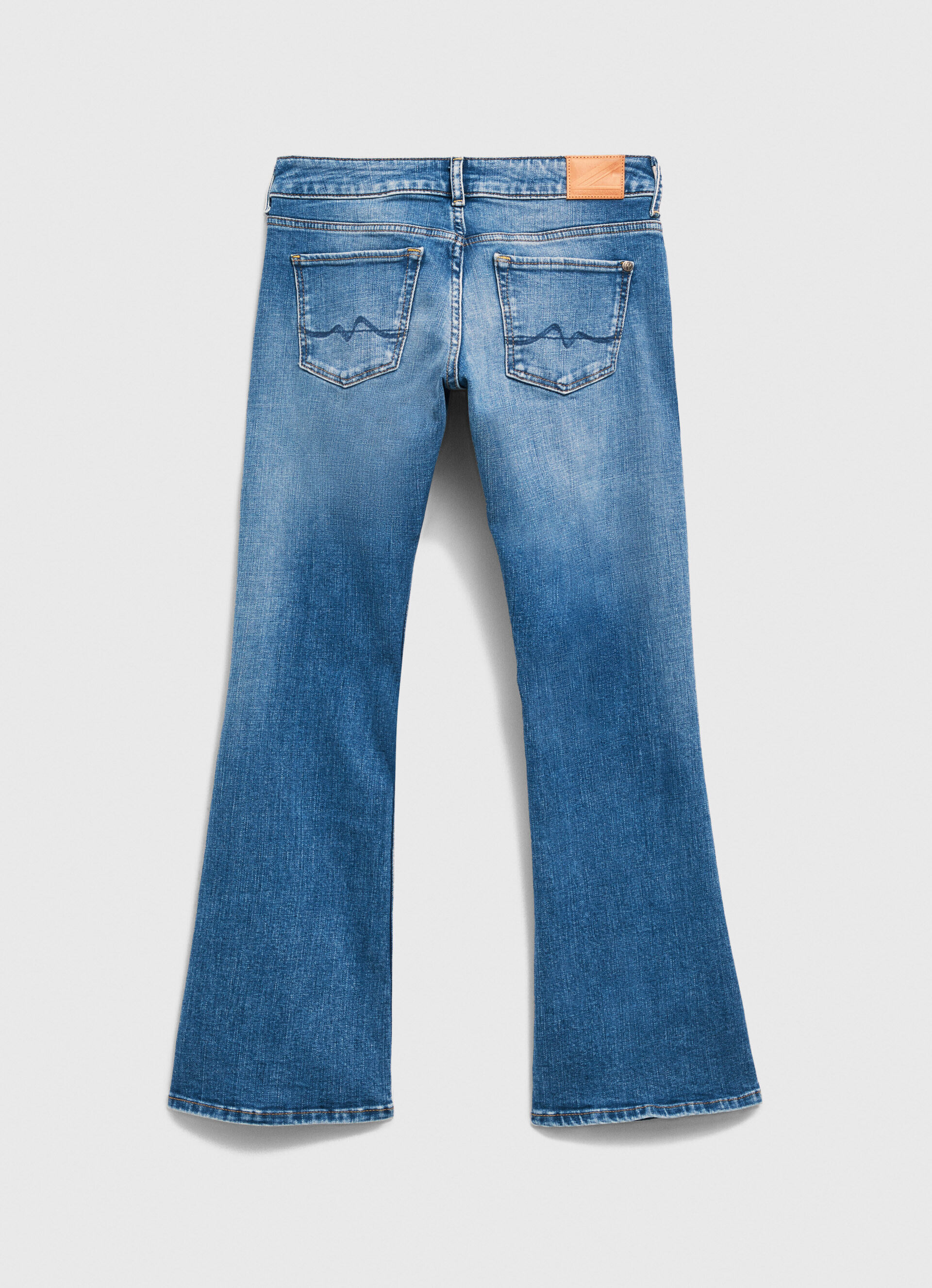Calça jeans Amy Fit Flare com tira inferior - jeans