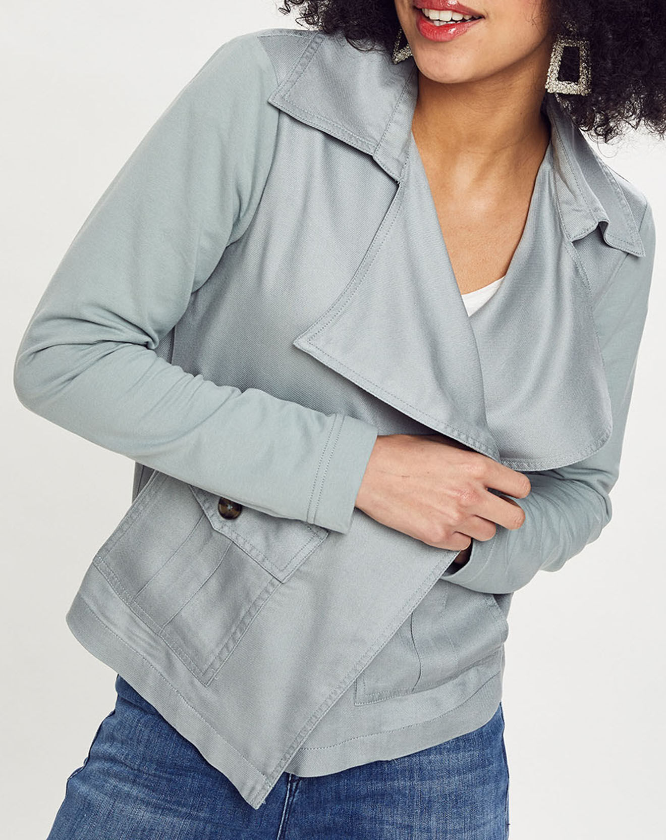 Esprit Veste courte à poche gris bleuté