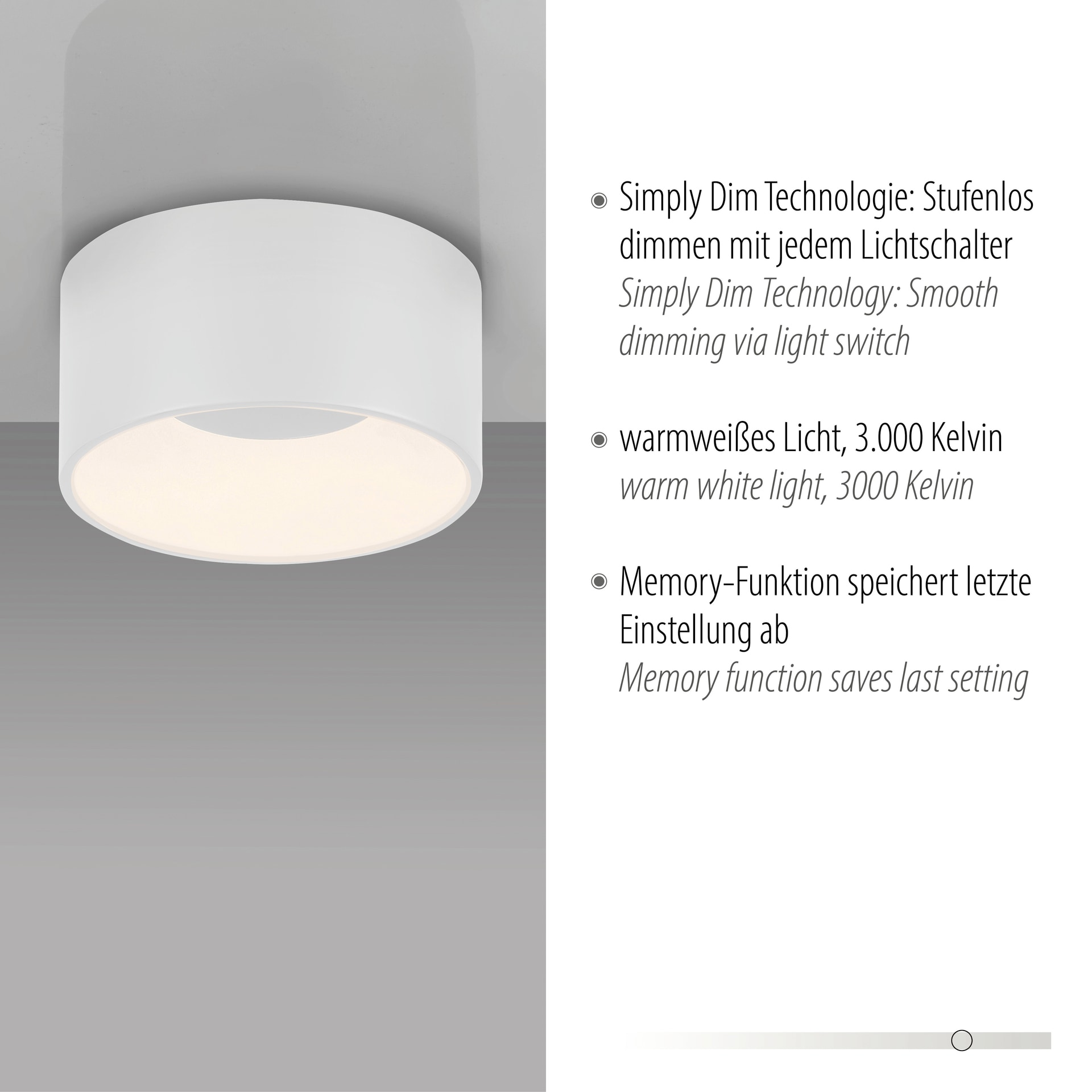 JUST LIGHT LED Deckenlampe TANIKA 16 cm weiß