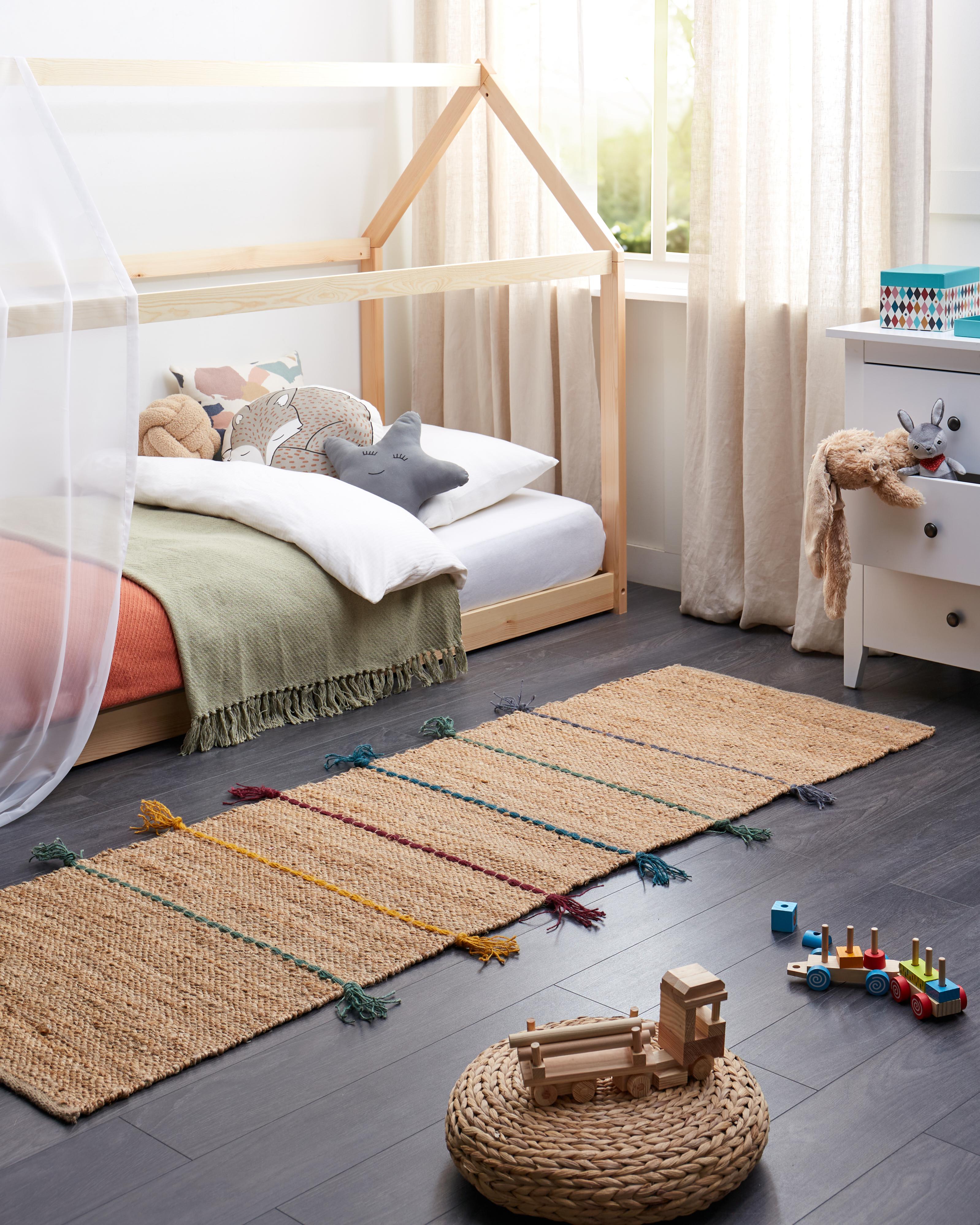 Kindervloerkleed UZUNTA Beige 70 x 200 cm Jute