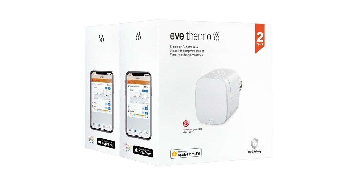 eveThermo 2-pack Smart Radiator Valve verwarmingsregeling  (BLE, Thread)