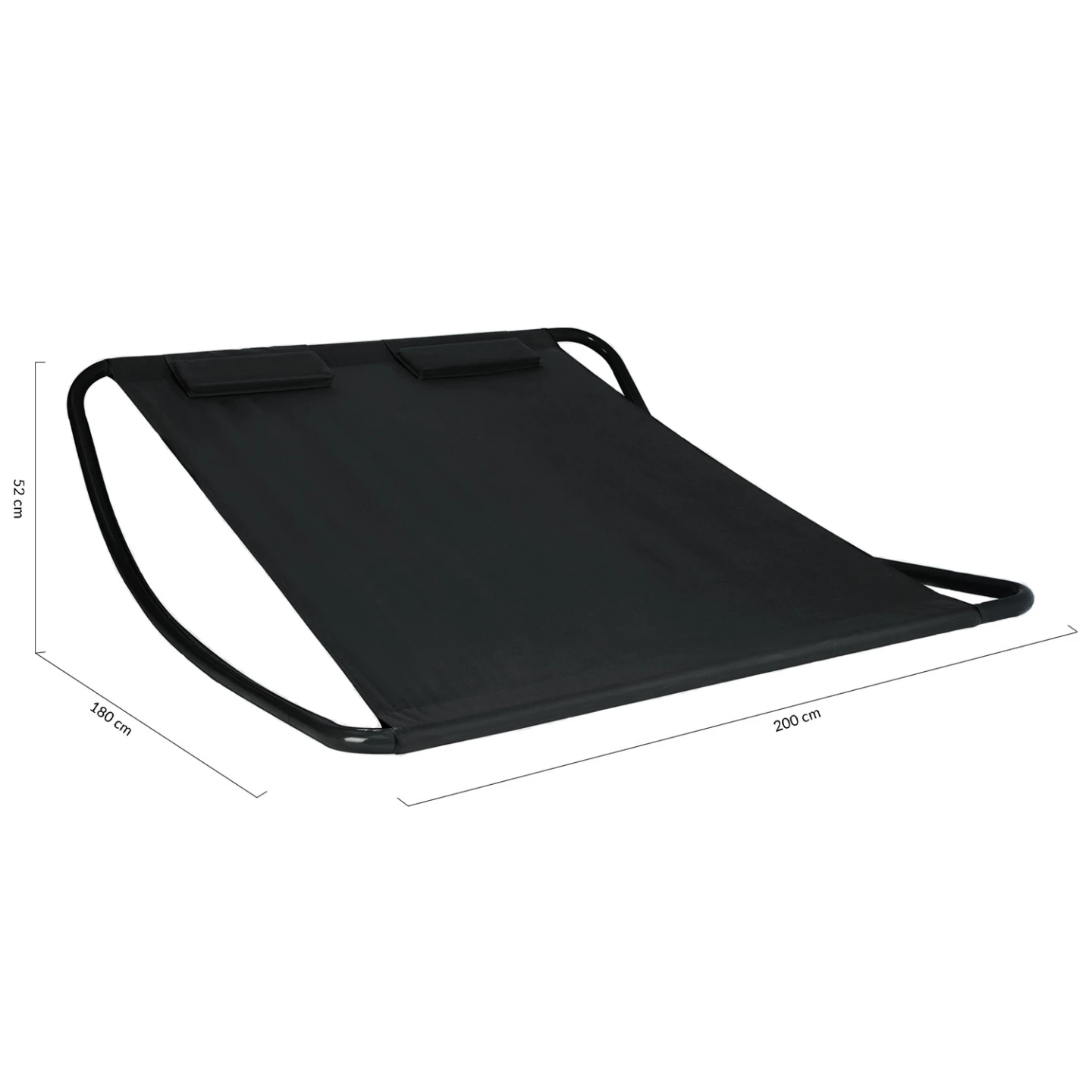Lit bain de soleil 180 CM avec toile noire structure noire