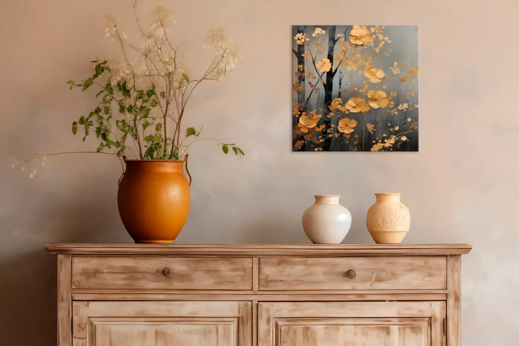 Wandbild 30 x 30 cm Golden Leaves III
