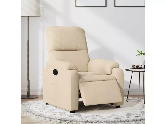Fauteuil inclinable électrique crème tissu microfibre