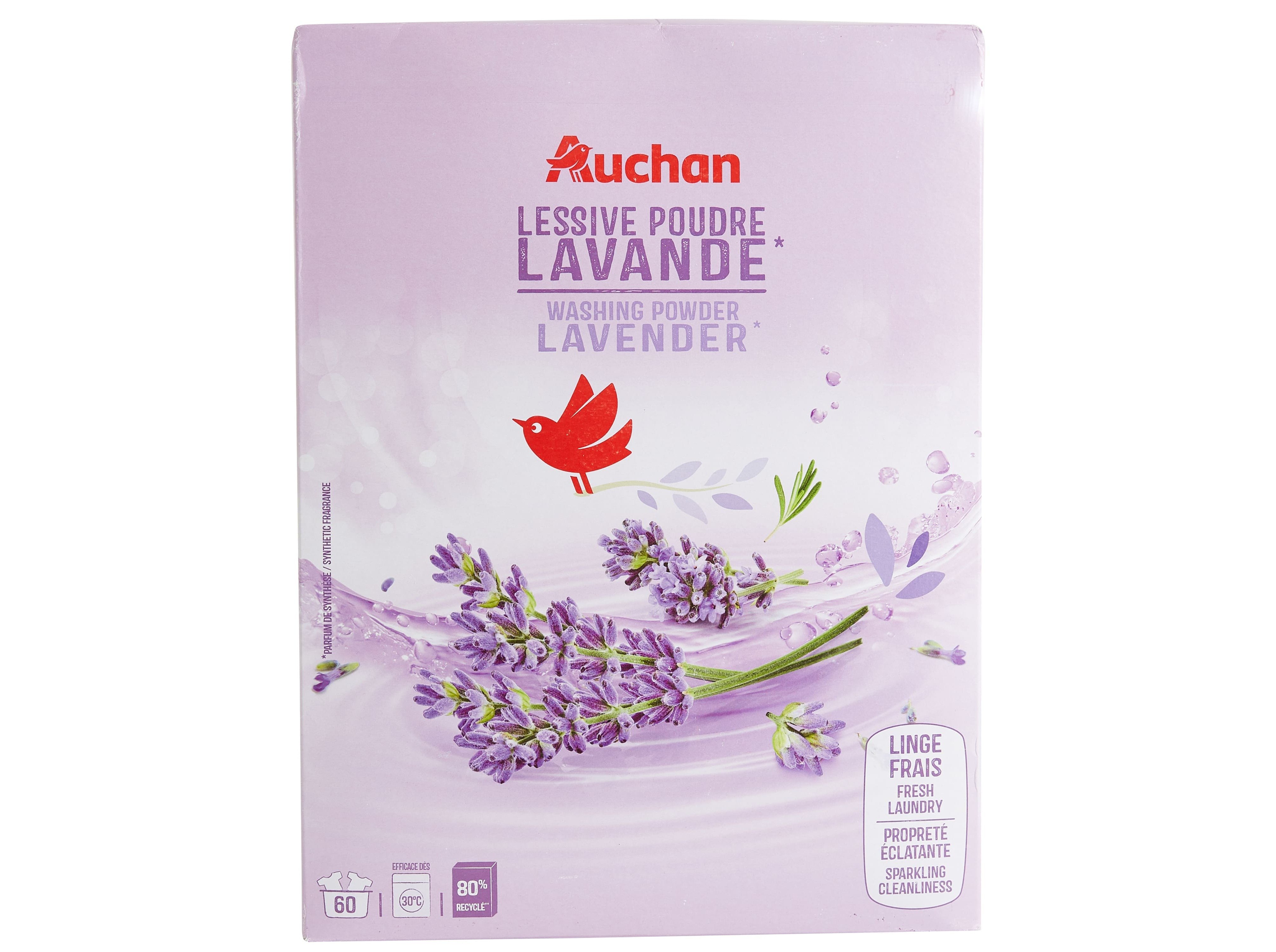 DETERGENTE MÁQUINA ROUPA PÓ AUCHAN LAVANDA 60 DOSES