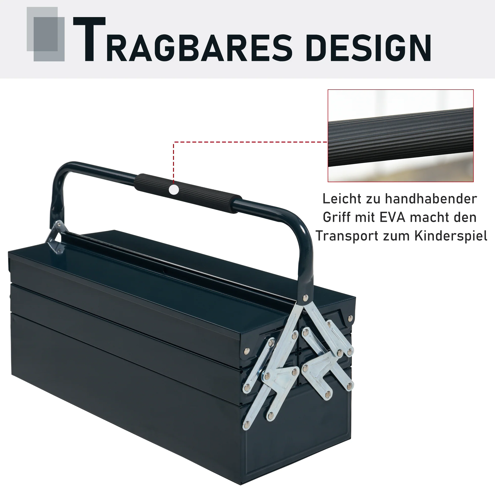 DURHAND Werkzeugkoffer 5 Fach-Design 57 x 21 x 41 cm (BxTxH)