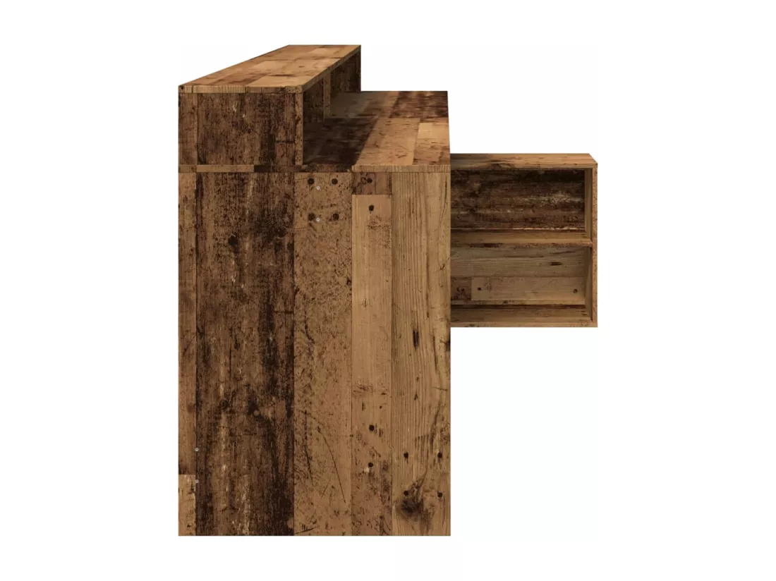 Bureau avec lumières LED vieux bois bois d'ingénierie