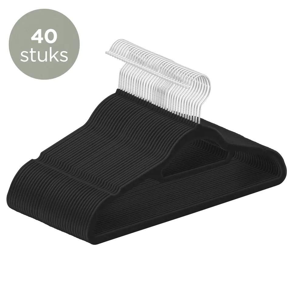 O'DADDY Fluwelen Kleerhangers - 40 Stuks - Antislip - Zwart