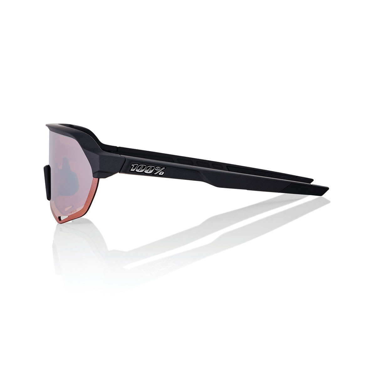 100% S2 Sport Zonnebril Zwart met HiPER Crimson Silver Mirror Lens