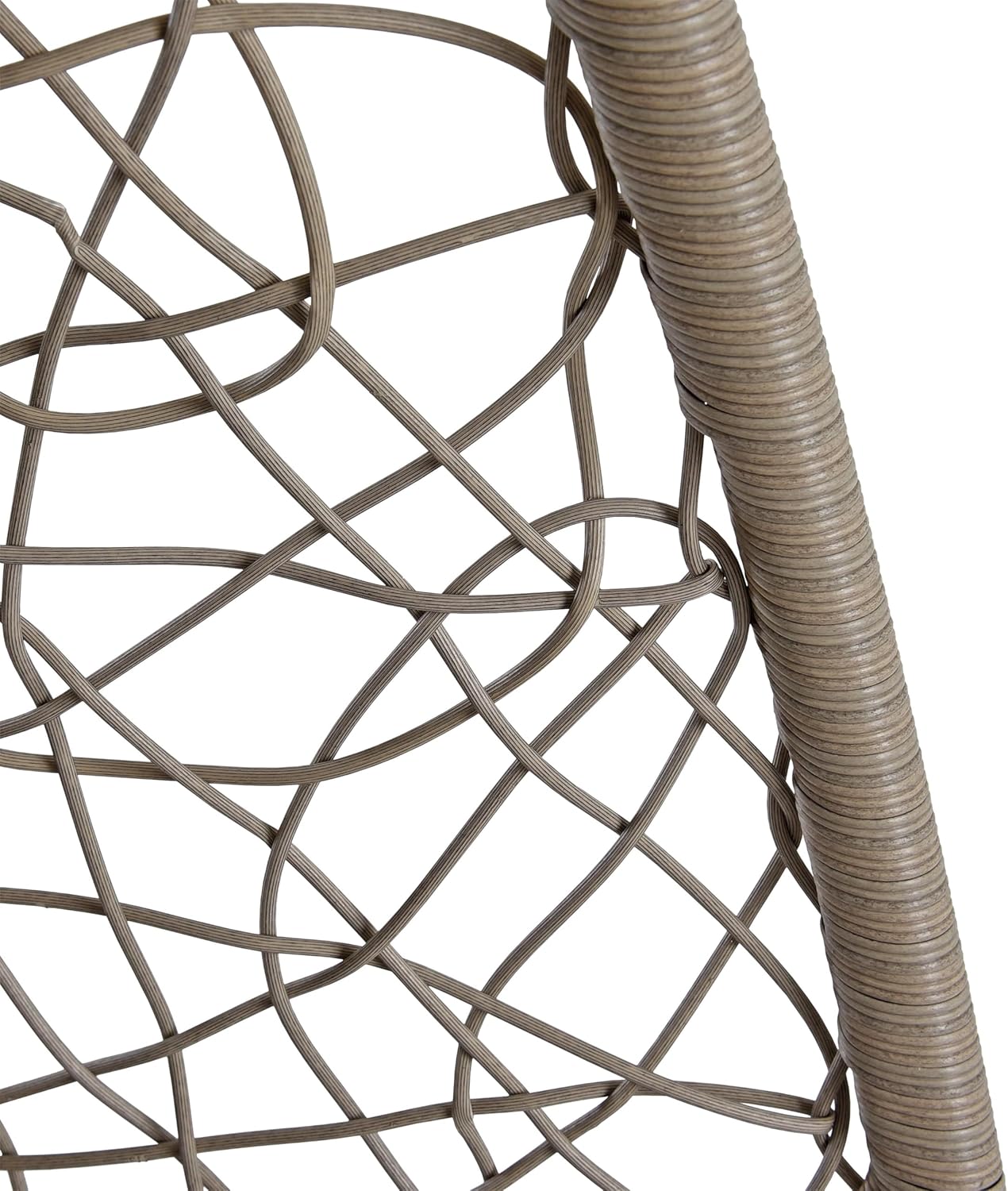 ESTEO Hängesessel mit Gestell Polyrattan Hängekorb Rattan Hängestuhl Hängesitz Beige/Grau