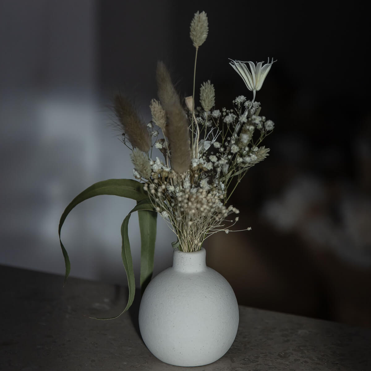 Gedroogde bloemenboeket mini wilde bloemen beige - 4 stuks