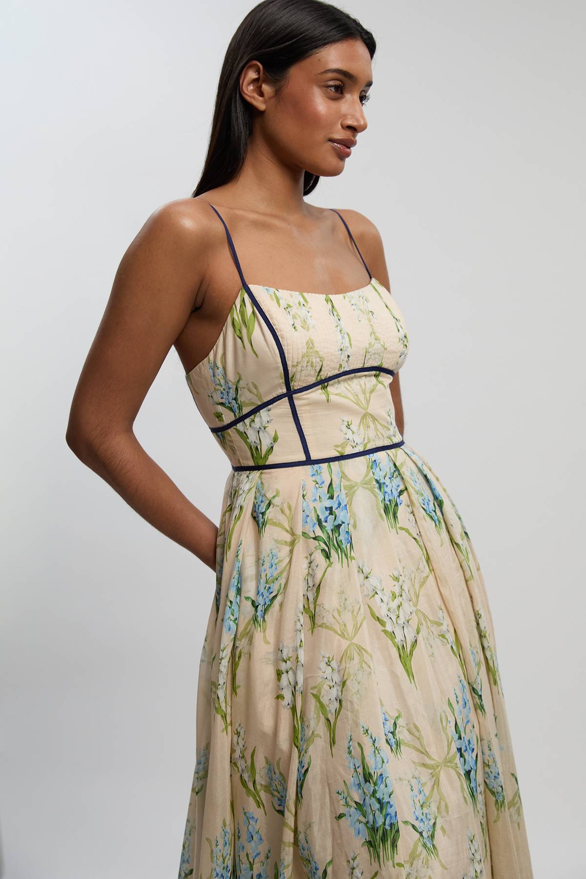 KarenMillen Robe Longue Tissée À Bretelles Motif Floral En Coton Et Soie