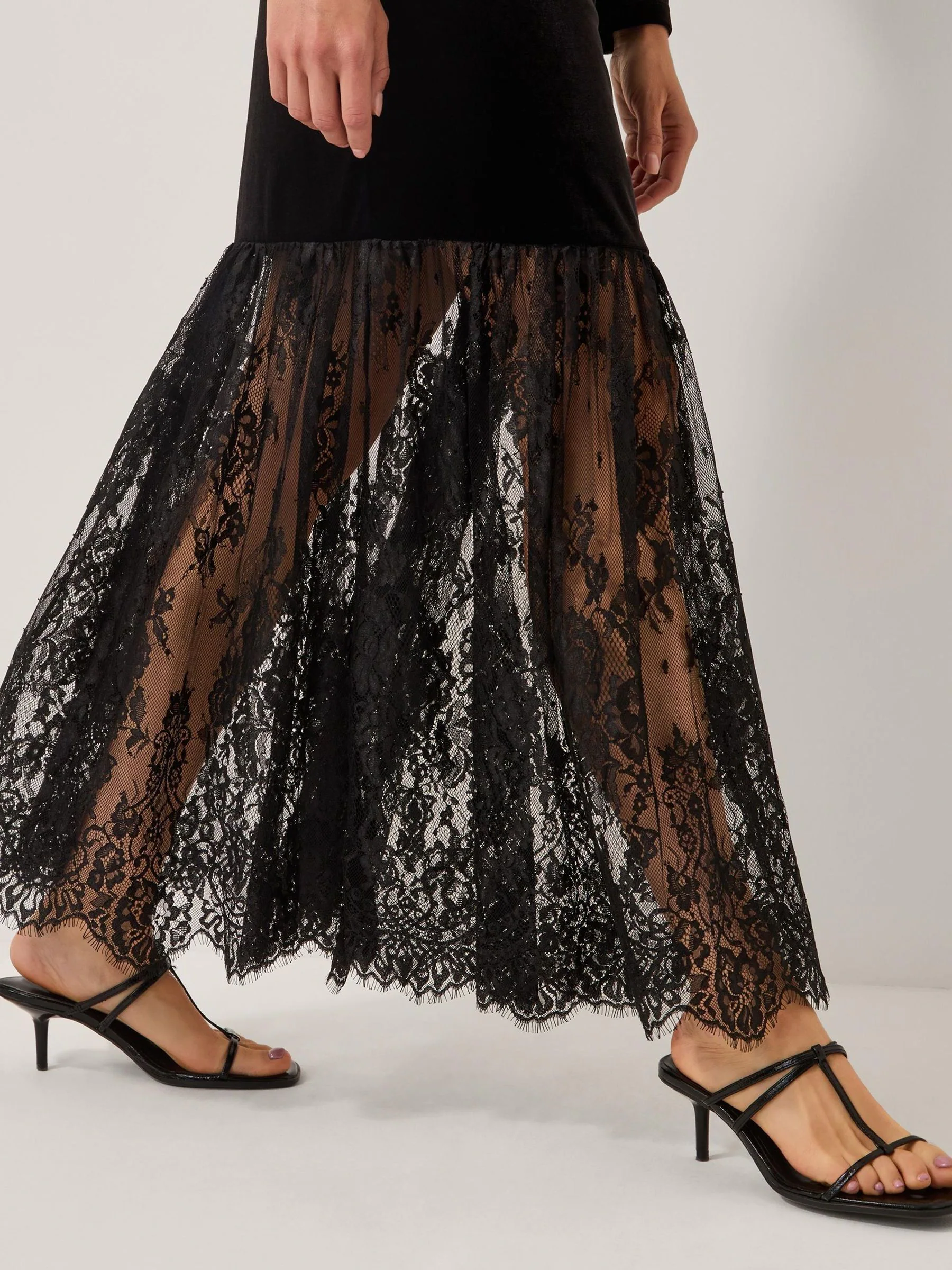 Monsoon Verity Velvet Lace Maxi Dress