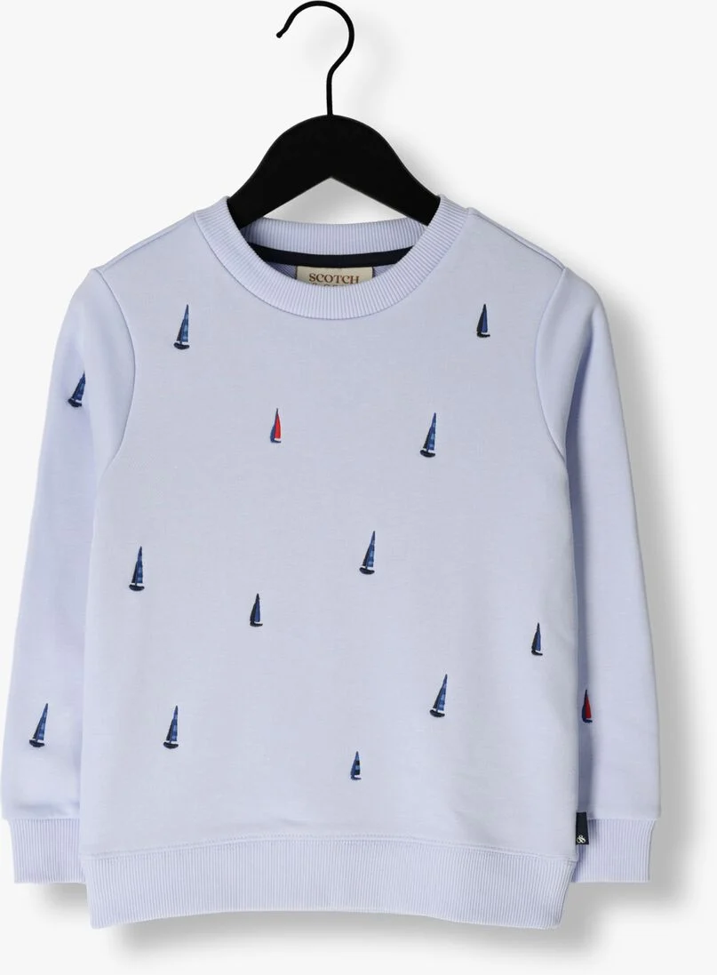 SCOTCH & SODA lichtblauwe scotch & soda sweater all-over embroidery sweatshirt