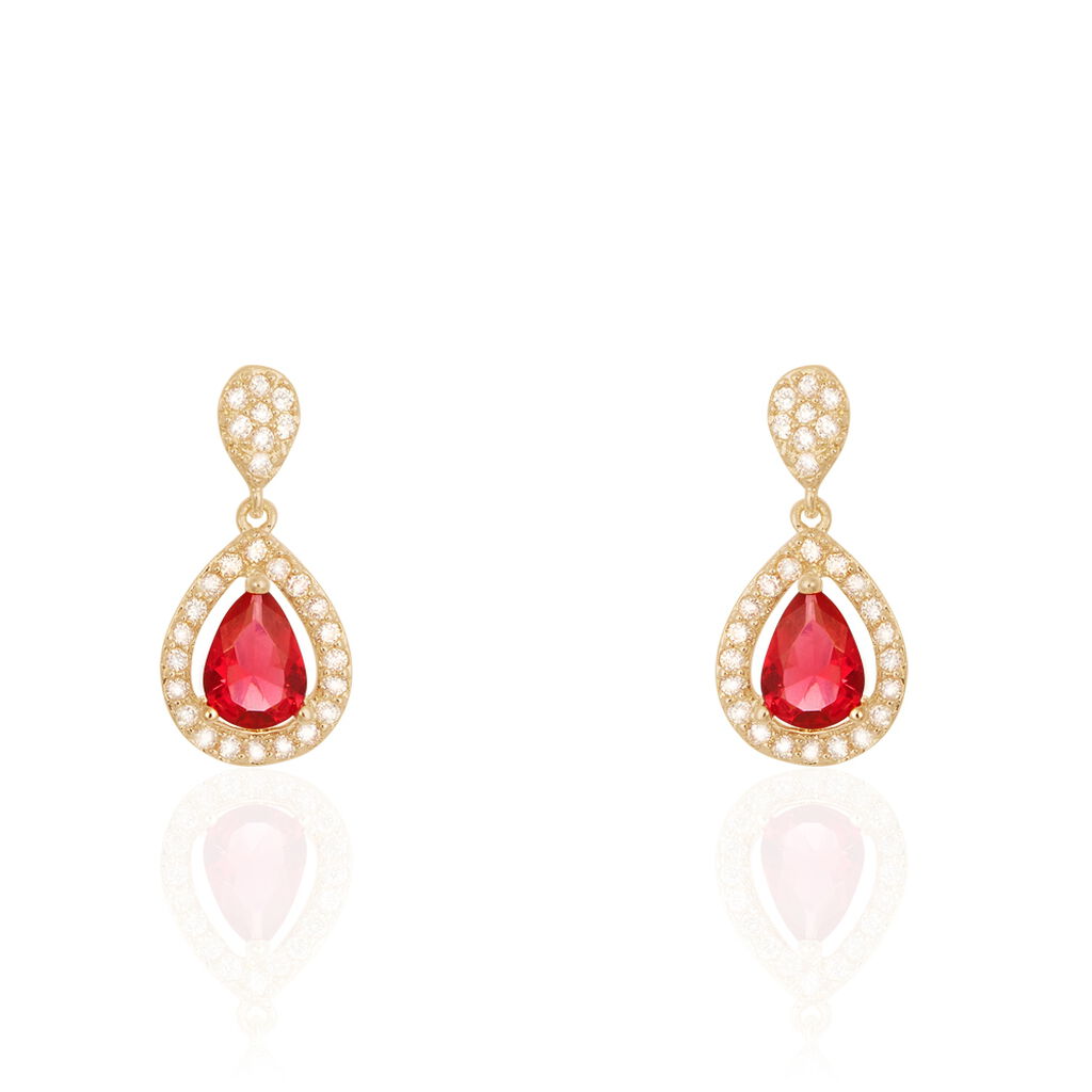 Boucles D'oreilles Pendantes Brigita Plaqué Or Pierre Et Oxyde