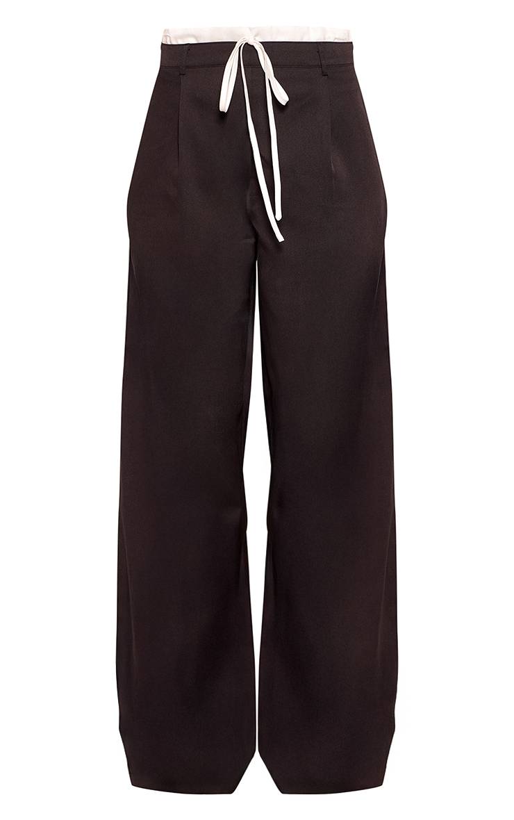 Noir Pantalon De Tailleur À Double Ceinture Tissé Pour Grandes Tailles