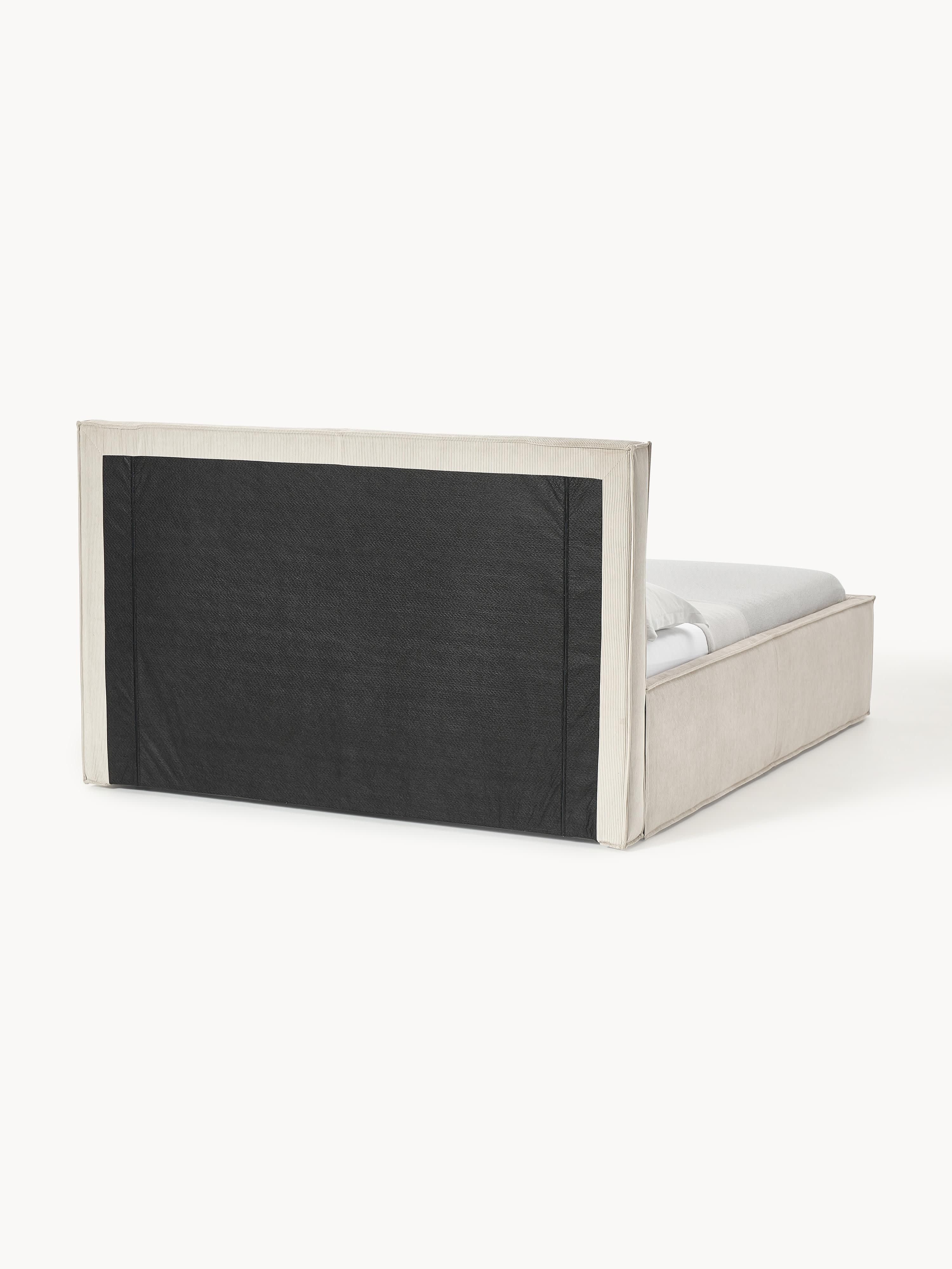 Ribfluwelen gestoffeerd bed Dream met opbergruimte