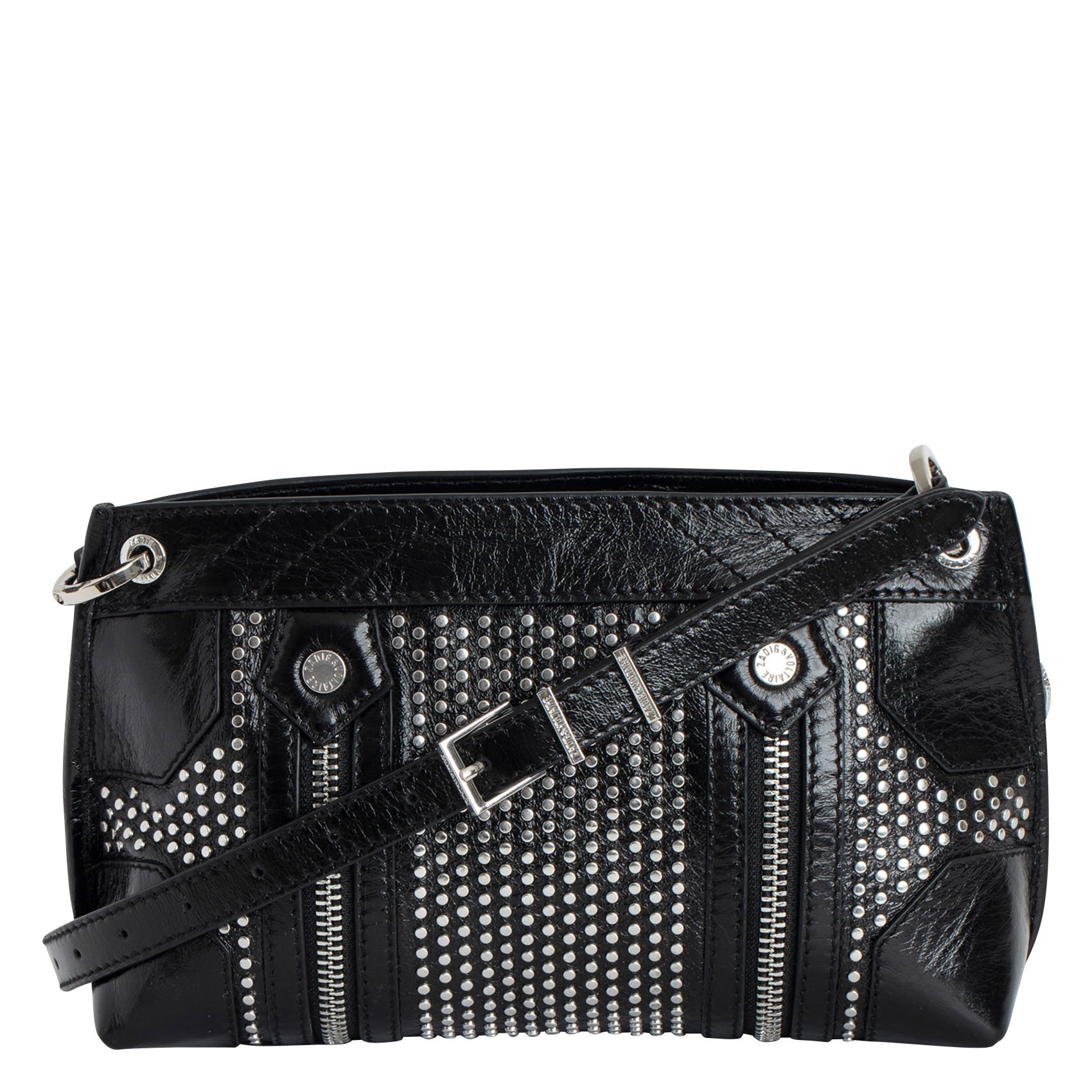 SUNNY MOOD - Sac bandoulière en cuir vernis | Noir