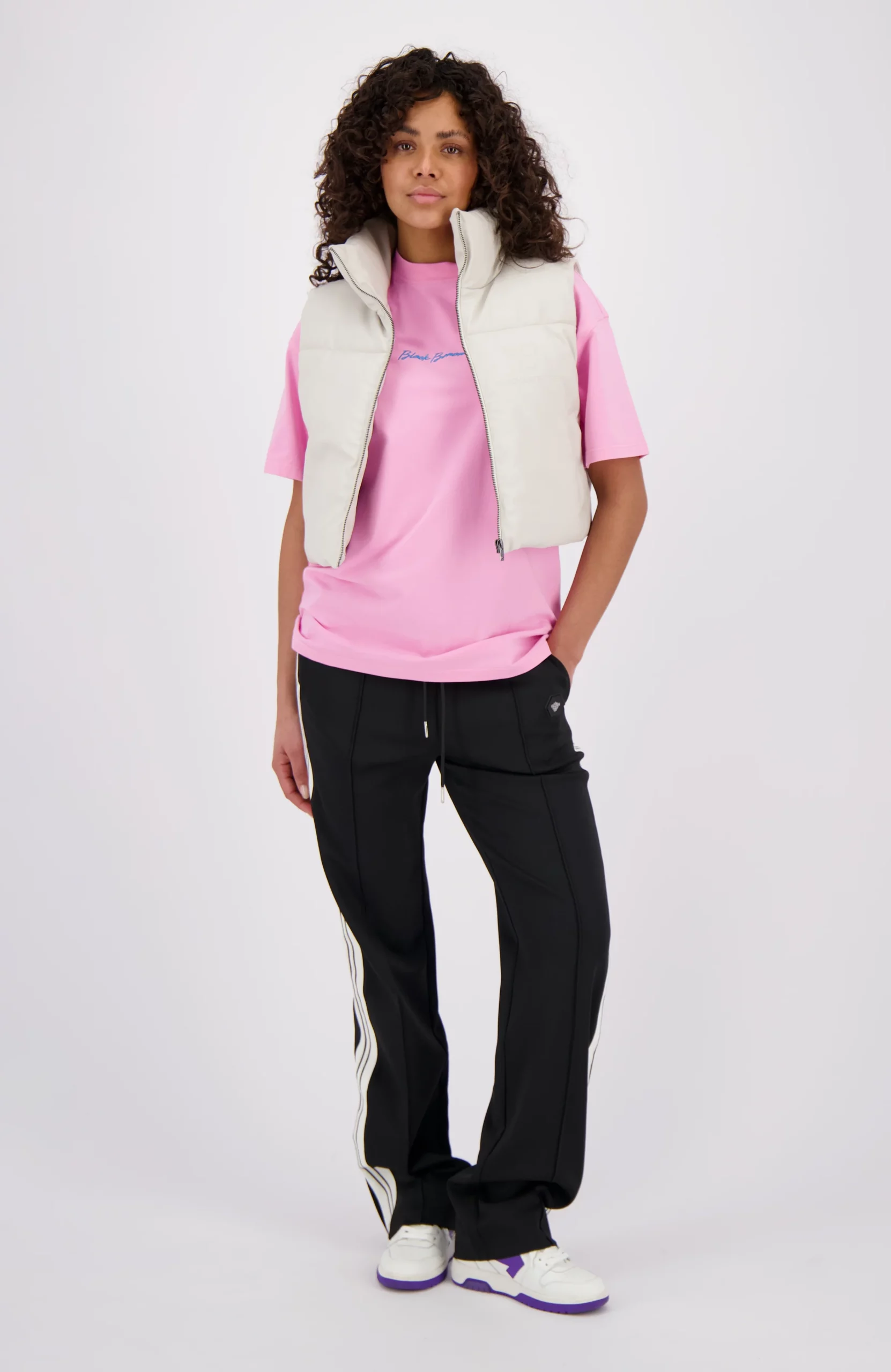 Black Bananas Faux Leather Bodywarmer Dames Lichtgrijs