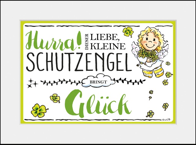 queence Bild »Schutzengel Glück« Blumen | Engel | Himmel | Liebessprüche | Schriftzug | Sprüche & Texte | Stern | Sterne 1 Stk. tlg. HD Premium Poster-Druck inkl. Holzrahmen