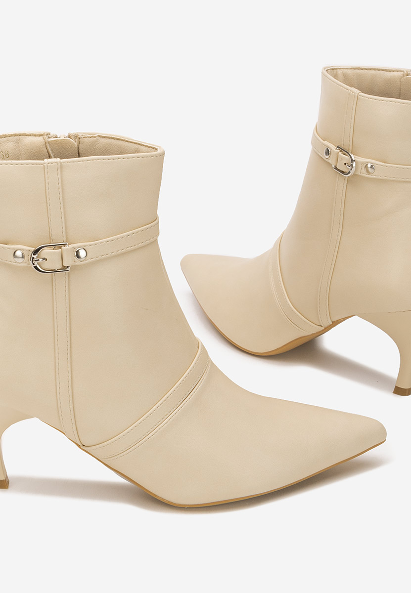 Bottines à talon fin beige Aninia