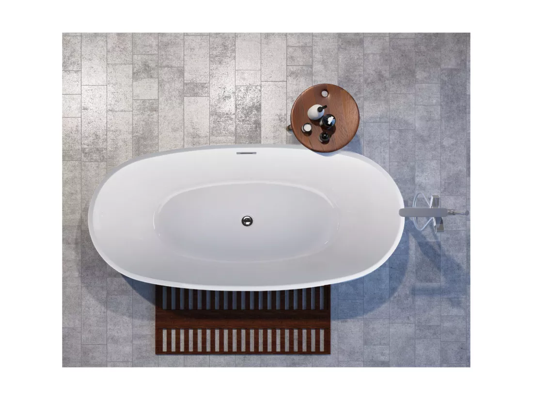 Baignoire îlot design ovale DENVER blanche 150 cm