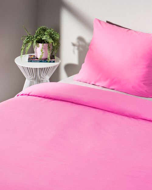 housse de couette coton doux 140 x 200/220 rose vif