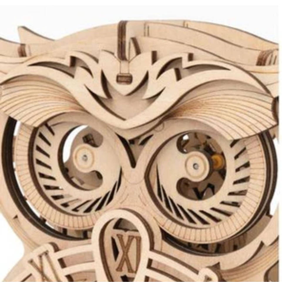 Robotime 3D houten uil klok