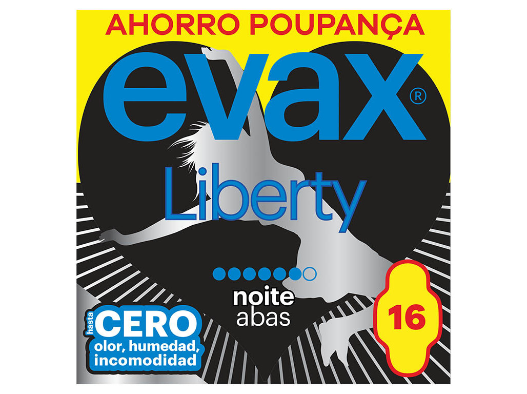 PENSOS HIGIÉNICOS LIBERTY NOITE COM ABAS EVAX 16 UN