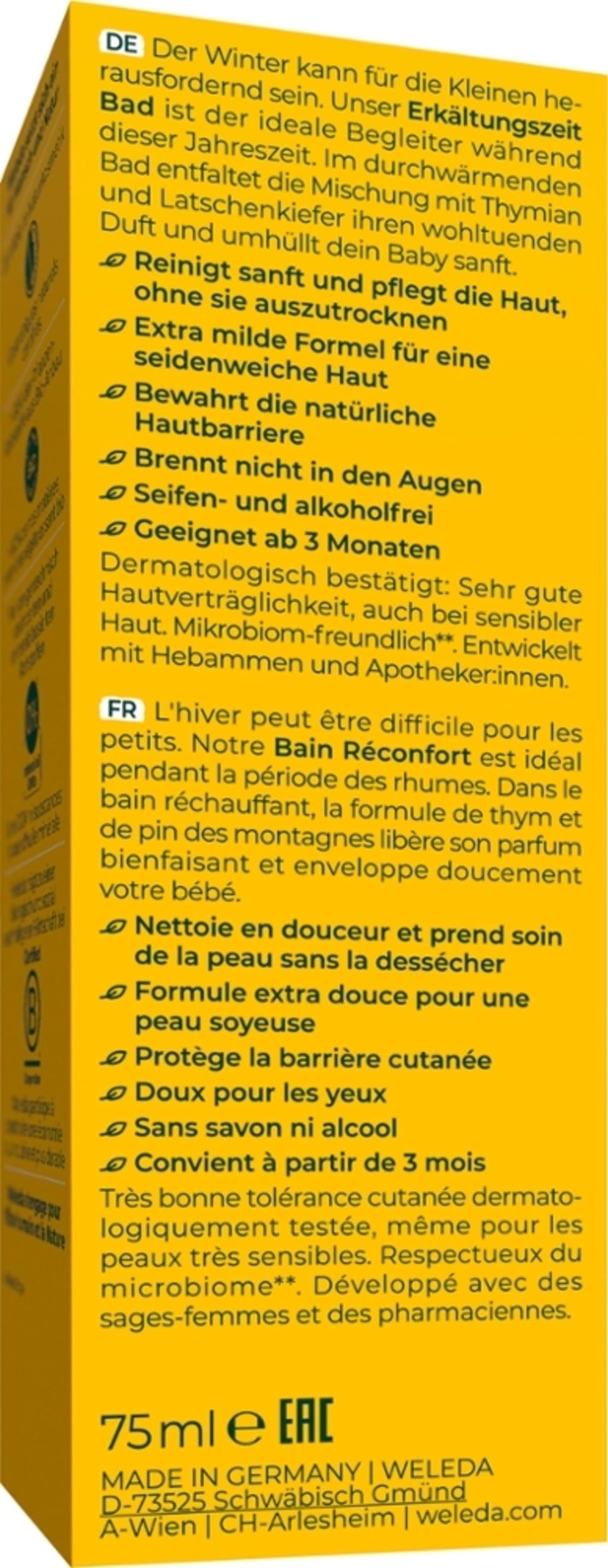 Weleda  baby Erkältungszeit Bad Bio-Calendula & Thymian, 75 ml