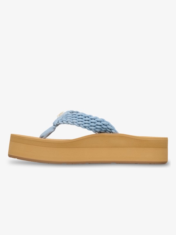 Porto Tongs compensées Bleu Femme