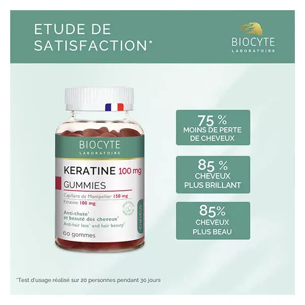Biocyte Keratin Antiqueda e Beleza Capilar: Queratina, Biotina, 60 Gomas