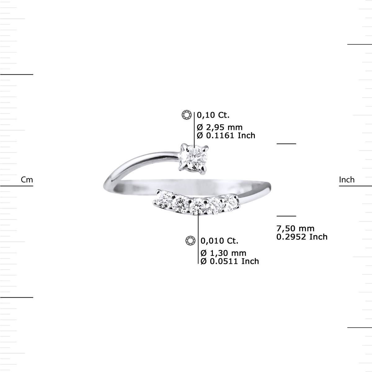 Bague Diamants 0,15 Cts Joaillerie Or Blanc