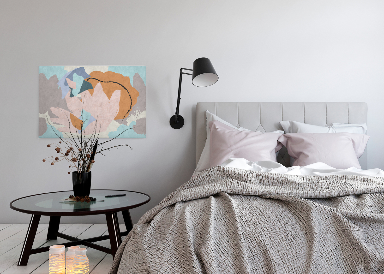 Leinwandbild BLUMENSTRAUSS - rosa-bunt - 90x60 cm
