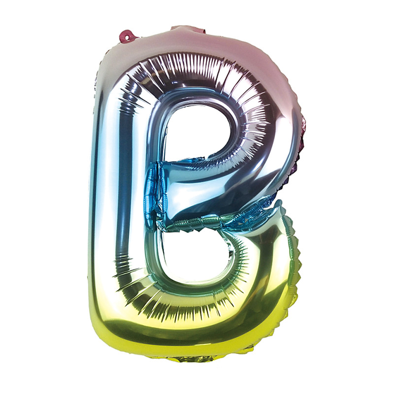 Folieballon B - regenboog metallic - 30 cm
