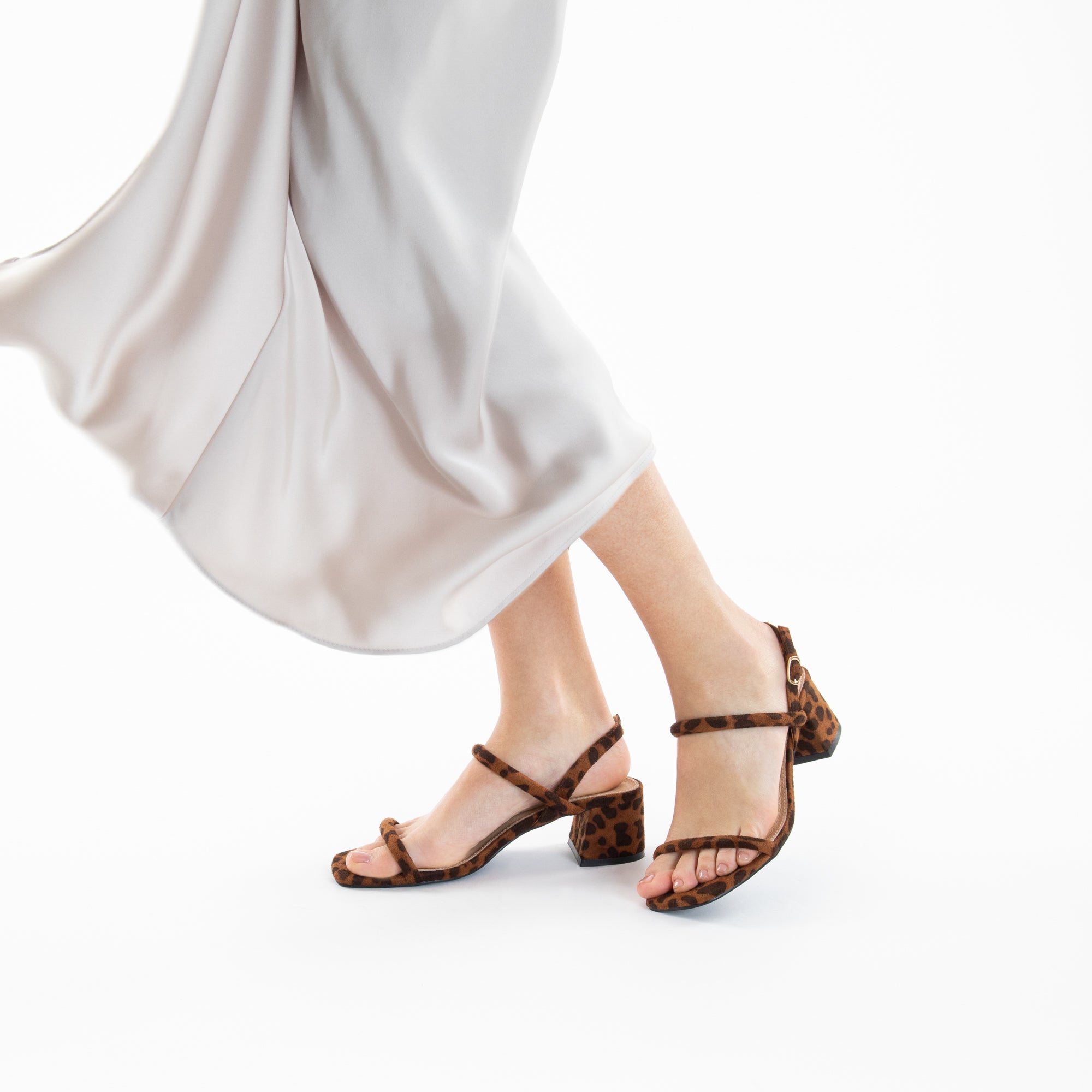 Sandales à talon, Compensées-Sandales à talon minimalistes Romy léopard
