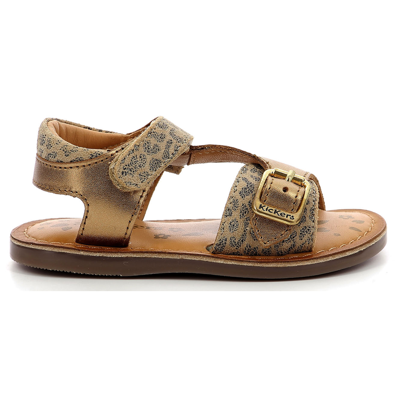 Kickers Sandales en Cuir Diazz bronze/léopard